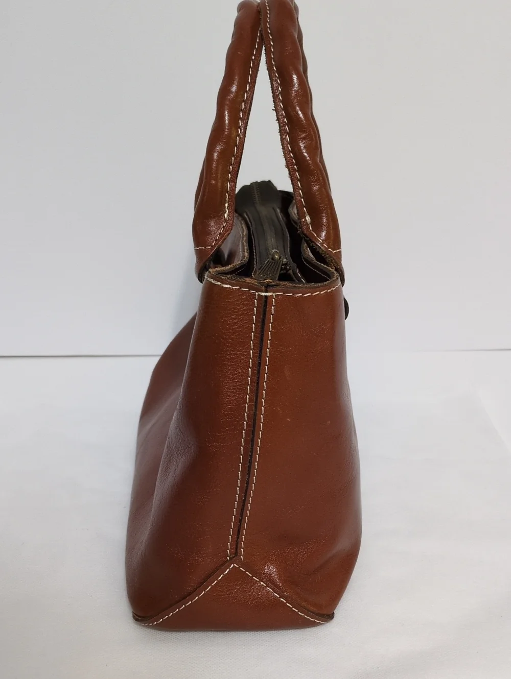 Patricia Nash Cognac Brown Leather Top Handle Satchel Bag